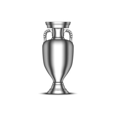 UEFA Avrupa Şampiyonası Kupası, futbol sporları kupası gerçekçi vektör 3 boyutlu model beyaz zemin üzerinde izole