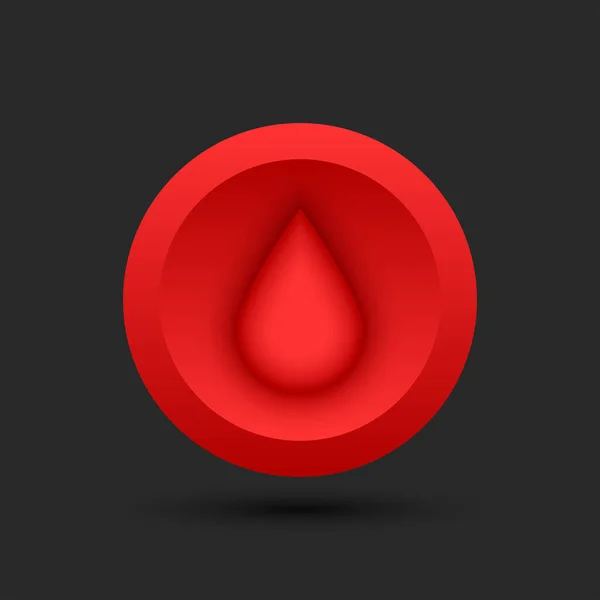 Roter Blutstropfen Für Die Spenderorganisation Auf Einem Kreisförmigen Hintergrund Rundes — Stockvektor