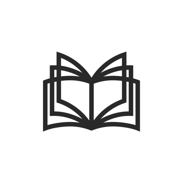 Open Book Logo Emblem Bookstore Typography Minimal Style Thin Lines — 스톡 벡터