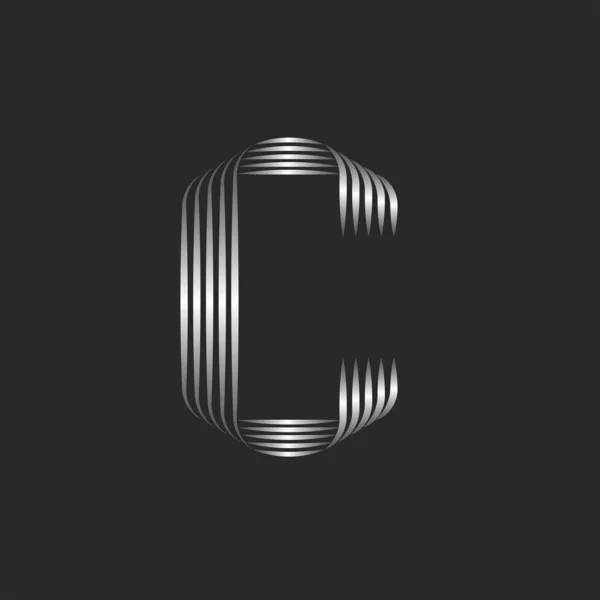 Logotype Monogramme Logo Initial Lettre Bandes Lisses Métalliques Style Minimal — Image vectorielle