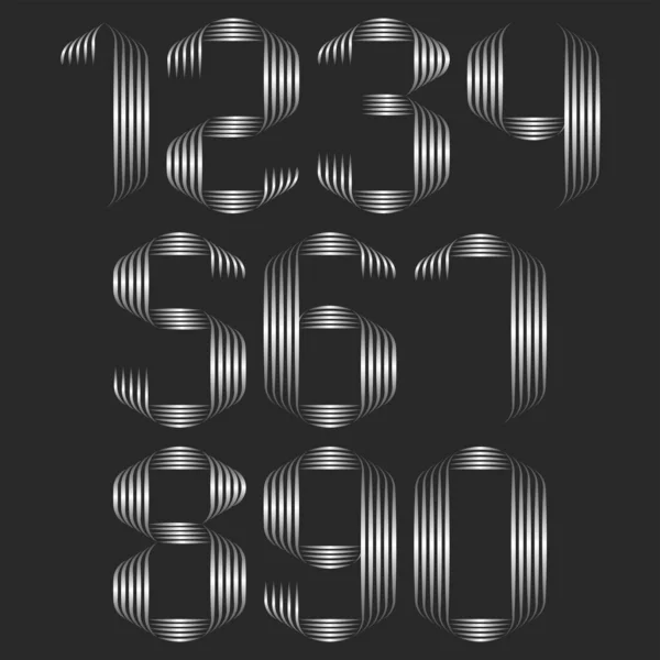 Set Numéros Monogramme Linéaire Décoration Tendance Typographie Design Maquette Calligraphie — Image vectorielle