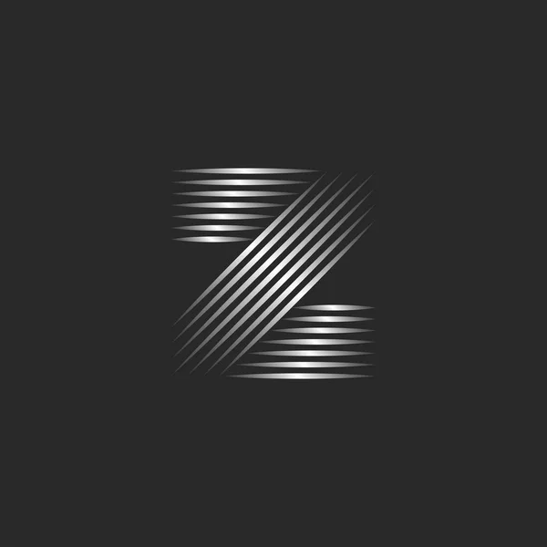 Monogram Letter Logo Initial Creative Symbol Parallel Thin Lines Metallic — Stock Vector