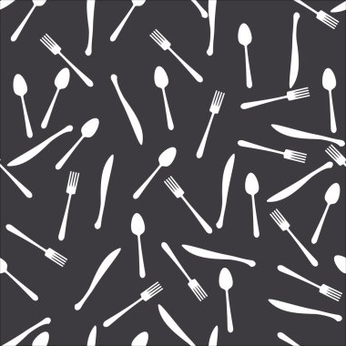 Dikişsiz koyu desen kaşık çatal bıçak