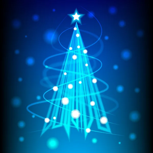 Christmas tree of blue light — Stock Vector