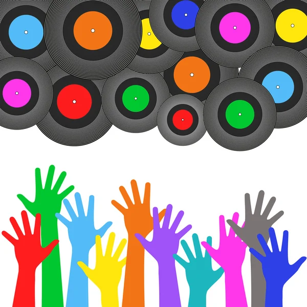 Толпы разноцветных рук — стоковый вектор