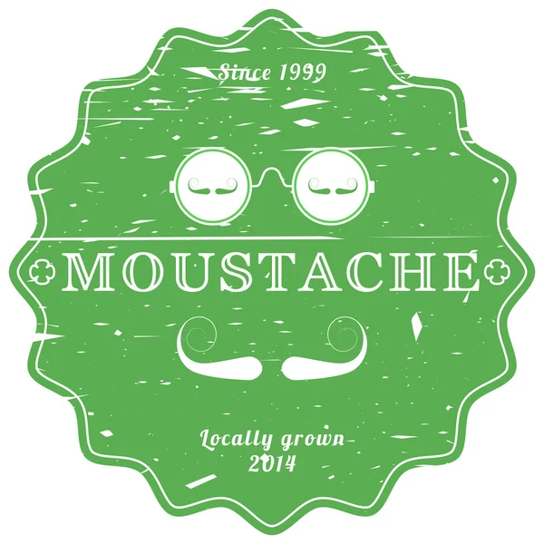 Mustache green emblem — Stock Vector