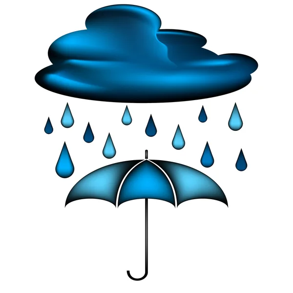 Gotas e guarda-chuva azul —  Vetores de Stock