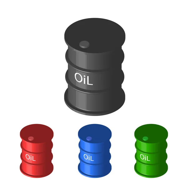 Set von bunten Metallfässern Öl — Stockvektor