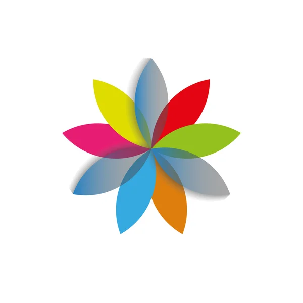 Arco iris flor abstracta, logotipo de plantilla — Vector de stock