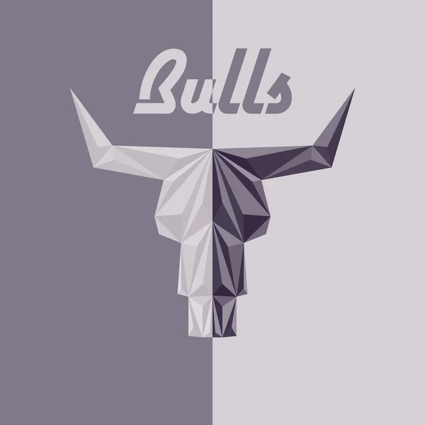 Skull of bull, abstract logo, grey triangles — Stock Vector