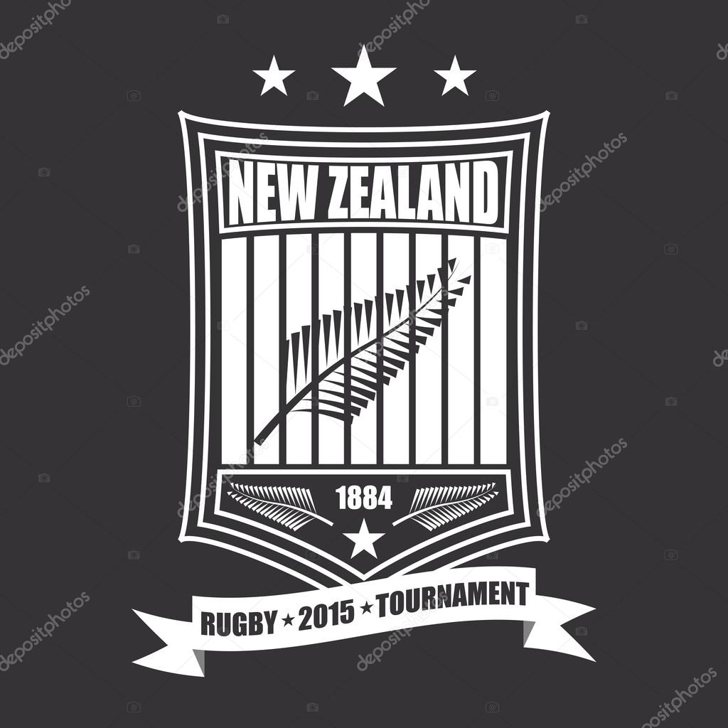 Rugby tournament emblem in the New Zealand, sport logo