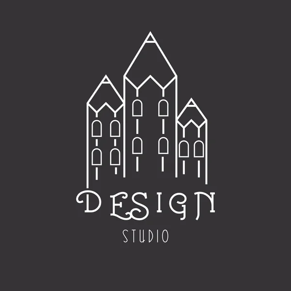 Huis van potloden, idee logo van kunststudio — Stockvector