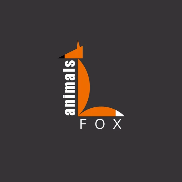 Orange Fox dalam bentuk huruf L, logo hewan, latar belakang kebun binatang - Stok Vektor