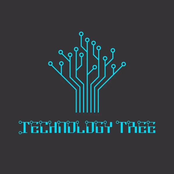 Árbol tecnológico del microcircuito, logotipo de ingeniería — Vector de stock