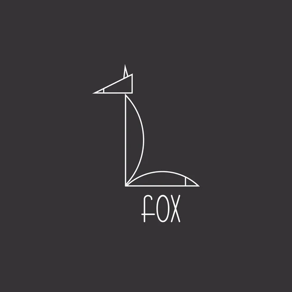 Fox en línea delgada, logo animal, fondo blanco y negro — Archivo Imágenes Vectoriales