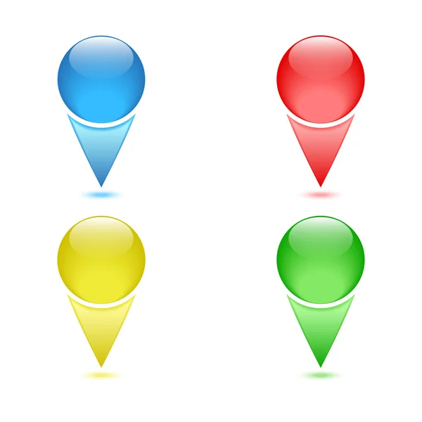 Conjunto de puntos de control de colores, pines de navegación — Archivo Imágenes Vectoriales