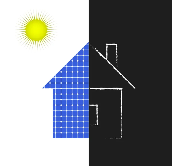 Maison avec des panneaux solaires icône, le concept d'énergie propre — Image vectorielle