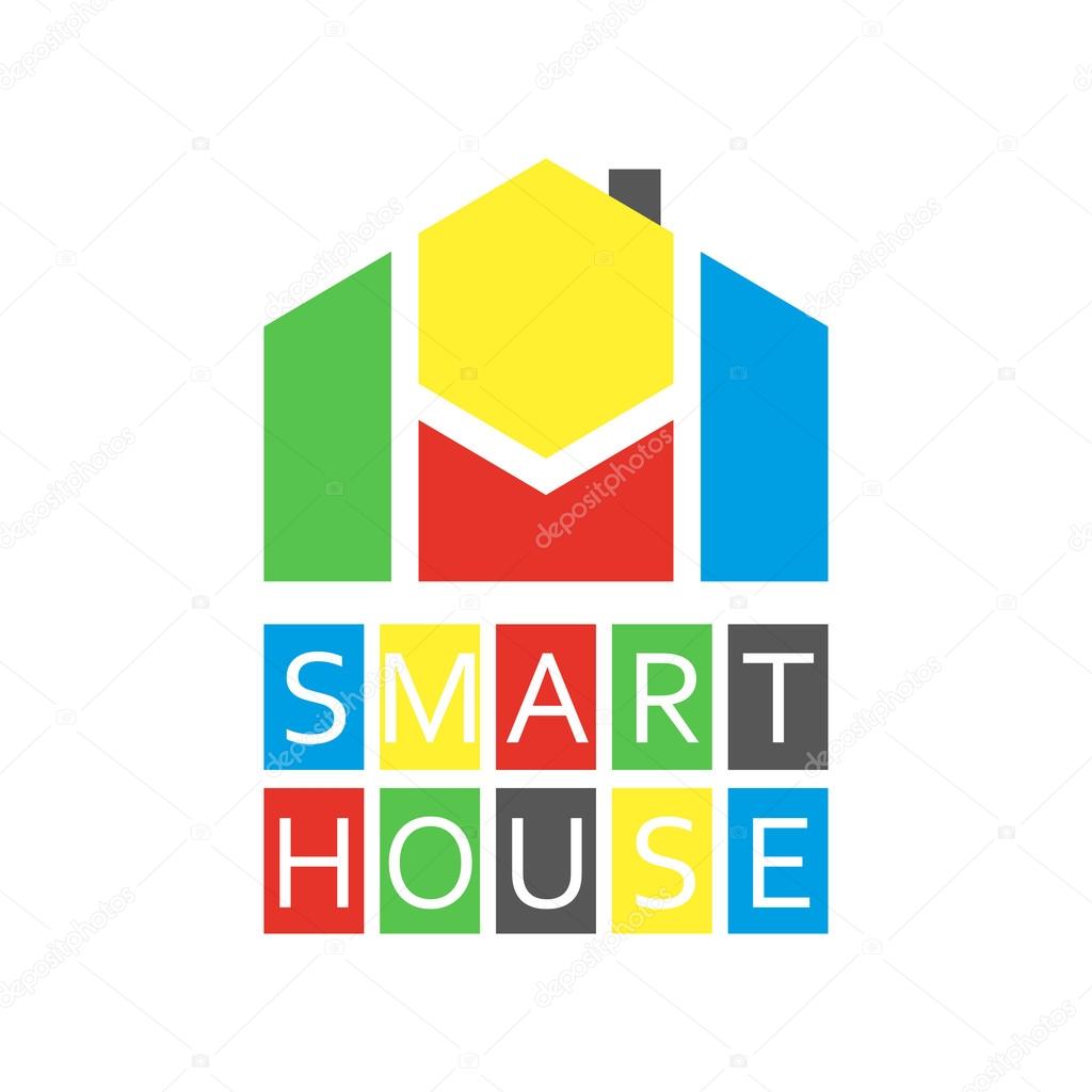 Smart house colored logo, abstract buiding