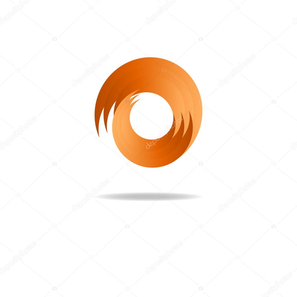 Abstract fire sign logo, flame shape isolated on white background