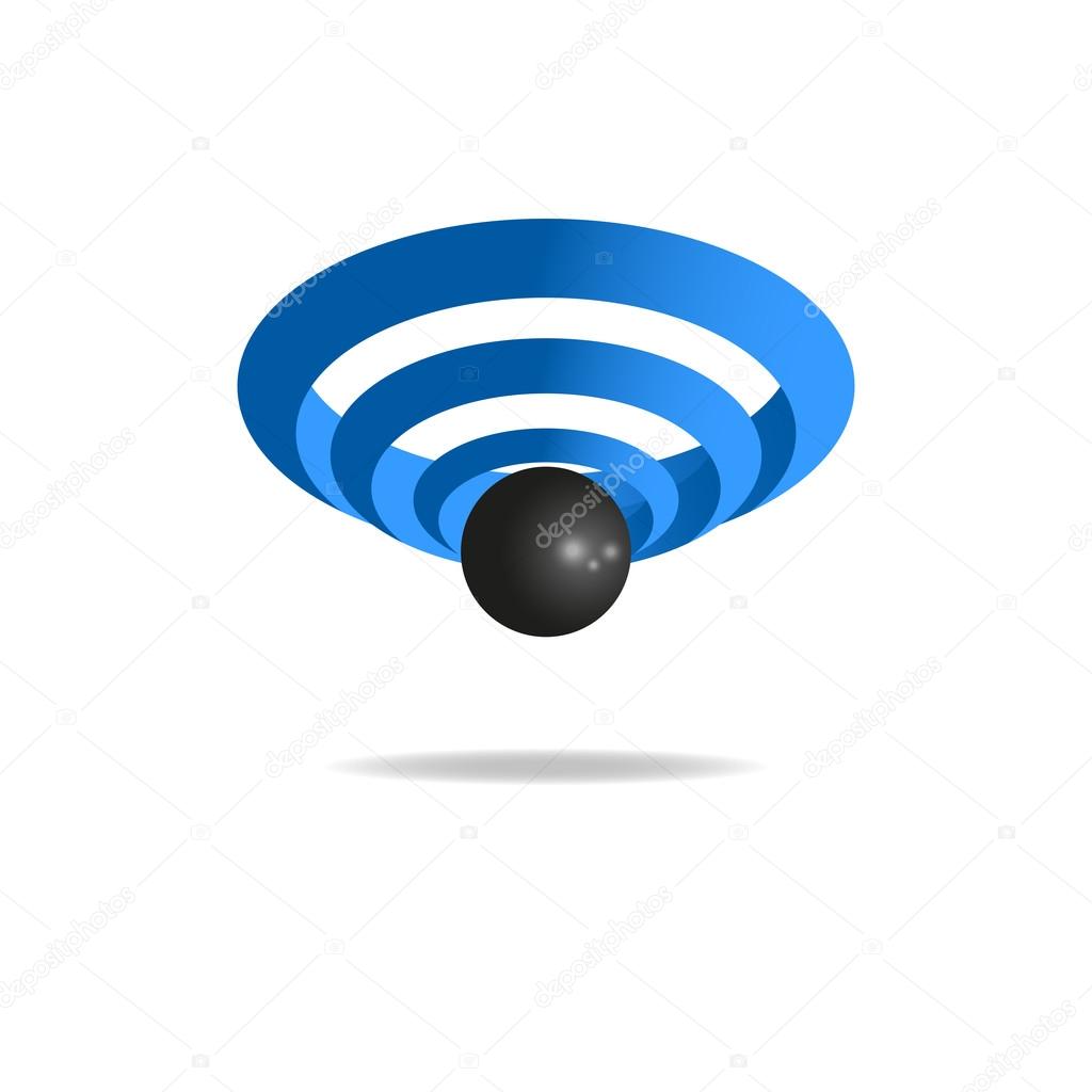 3D sign wi-fi, sound wave icon, technology logo isolated on white background