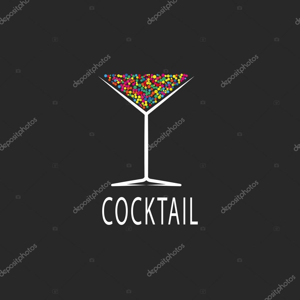 Cocktail logo  against black background, summer tropical poster template