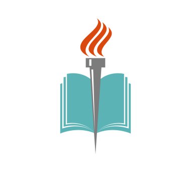 Beyaz arka plan üzerinde kitap ve meşale işaretleri