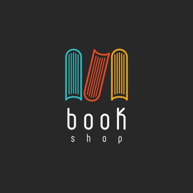 Book shop logo on black background clipart