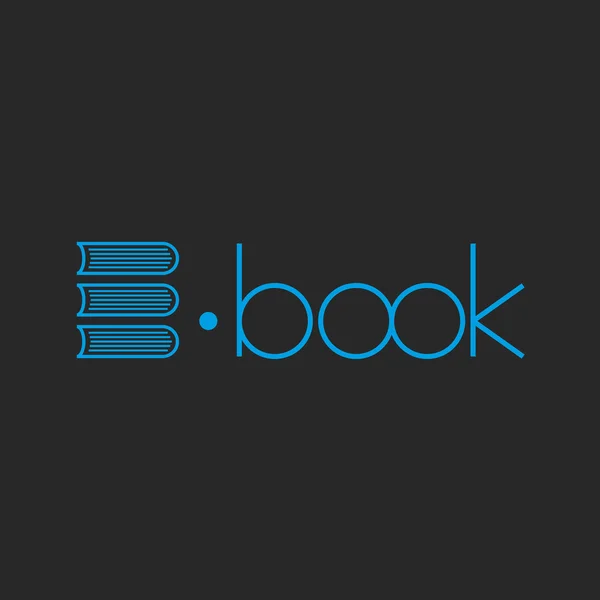Logotipo del libro electrónico sobre fondo negro — Vector de stock