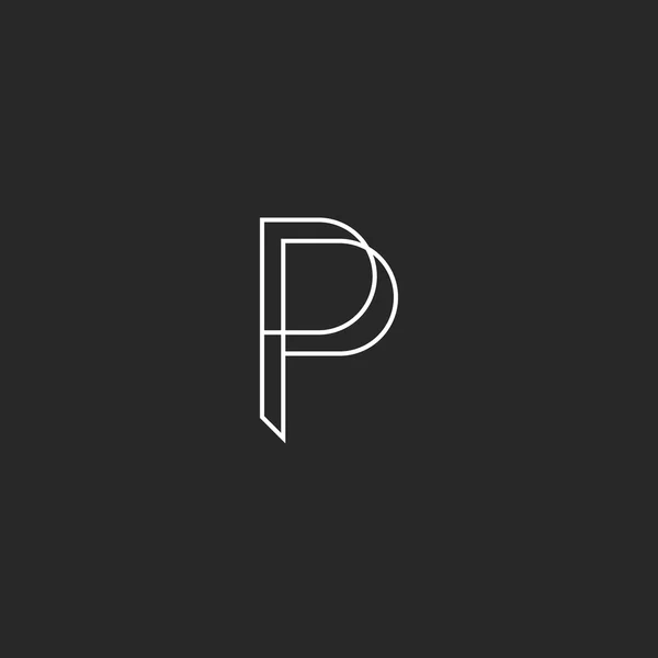 Logo P lettera in linea sottile — Vettoriale Stock