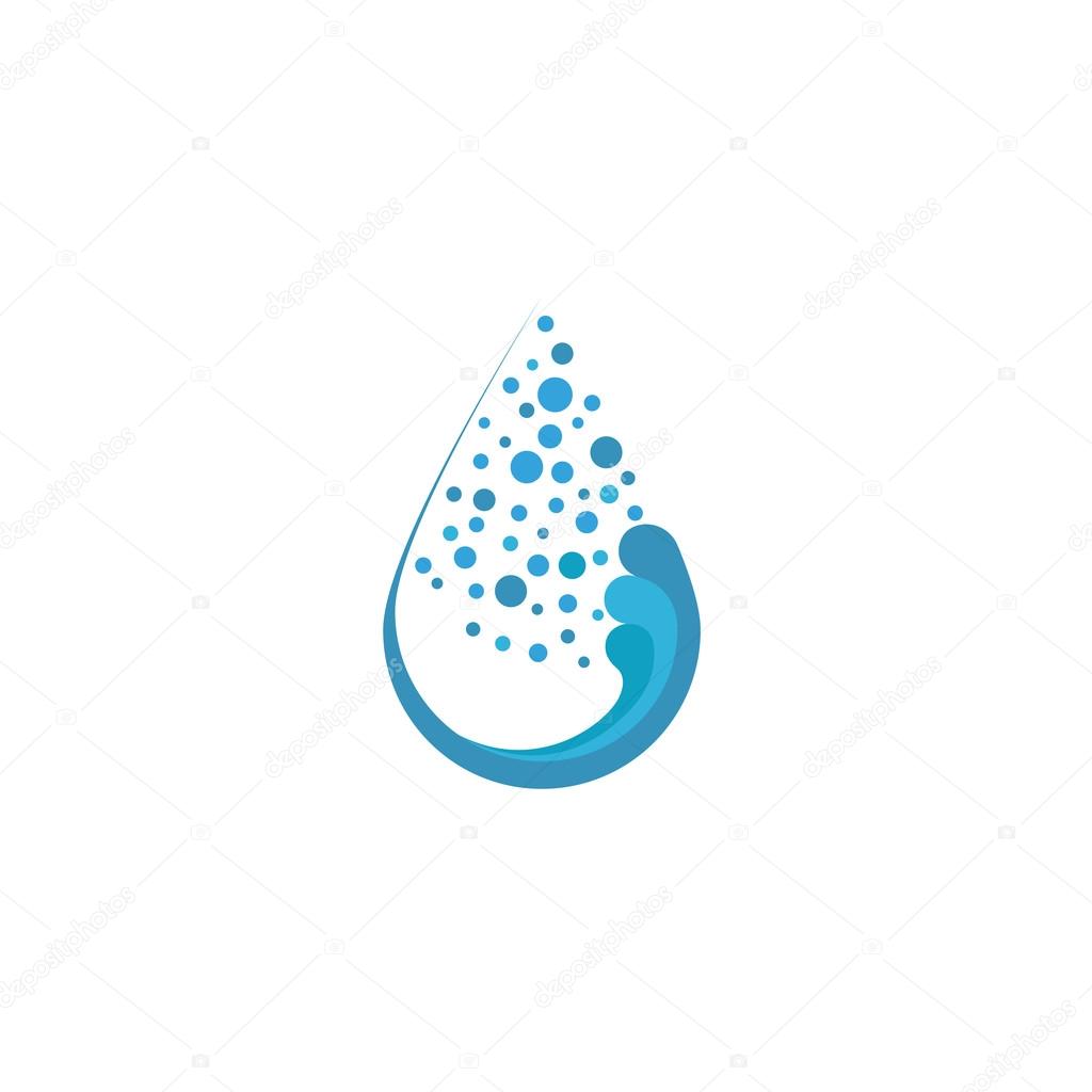 Fresh water drop and bubbles, mock up eco logo or cleaning company icon