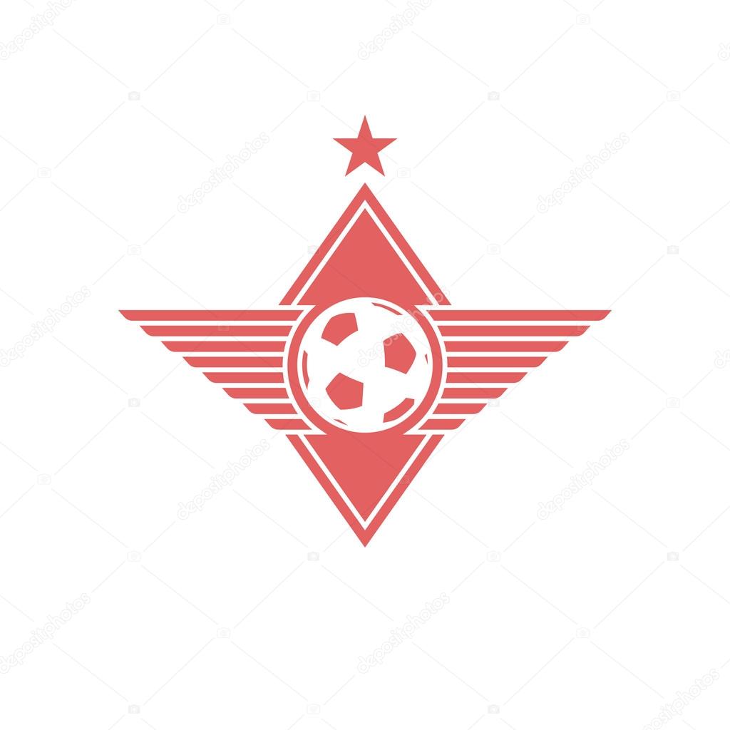 Football ball with wings logo, soccer mockup emblem, t-shirt sport print