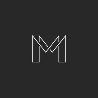 M letter thin line monogram logo