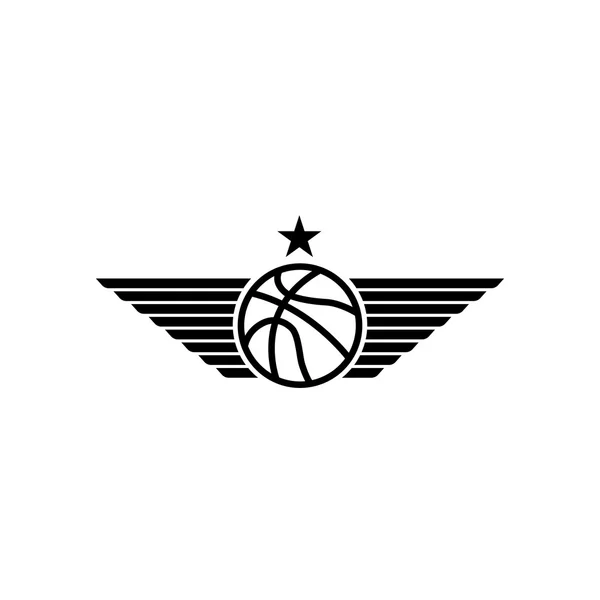 Ícone de bola de basquete com asas — Vetor de Stock