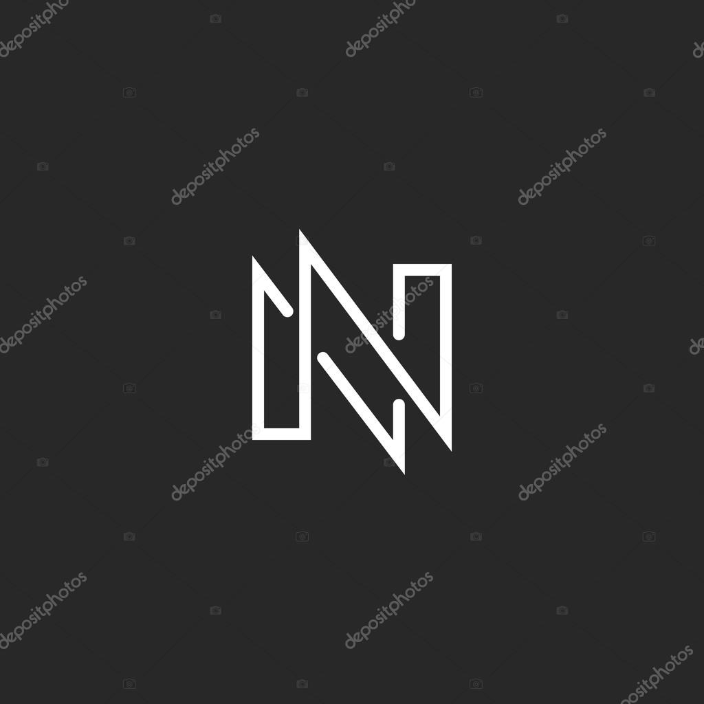 Modern monogram letter N logo, black and white business card design