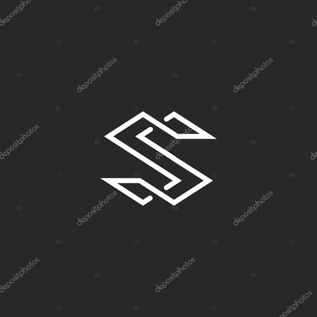 Letter S logo monogram, modern symbol mockup for business card, overlapping style