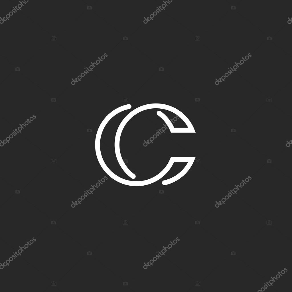 Logo C monogram modern letter, mockup elegant business card, overlapping symbol
