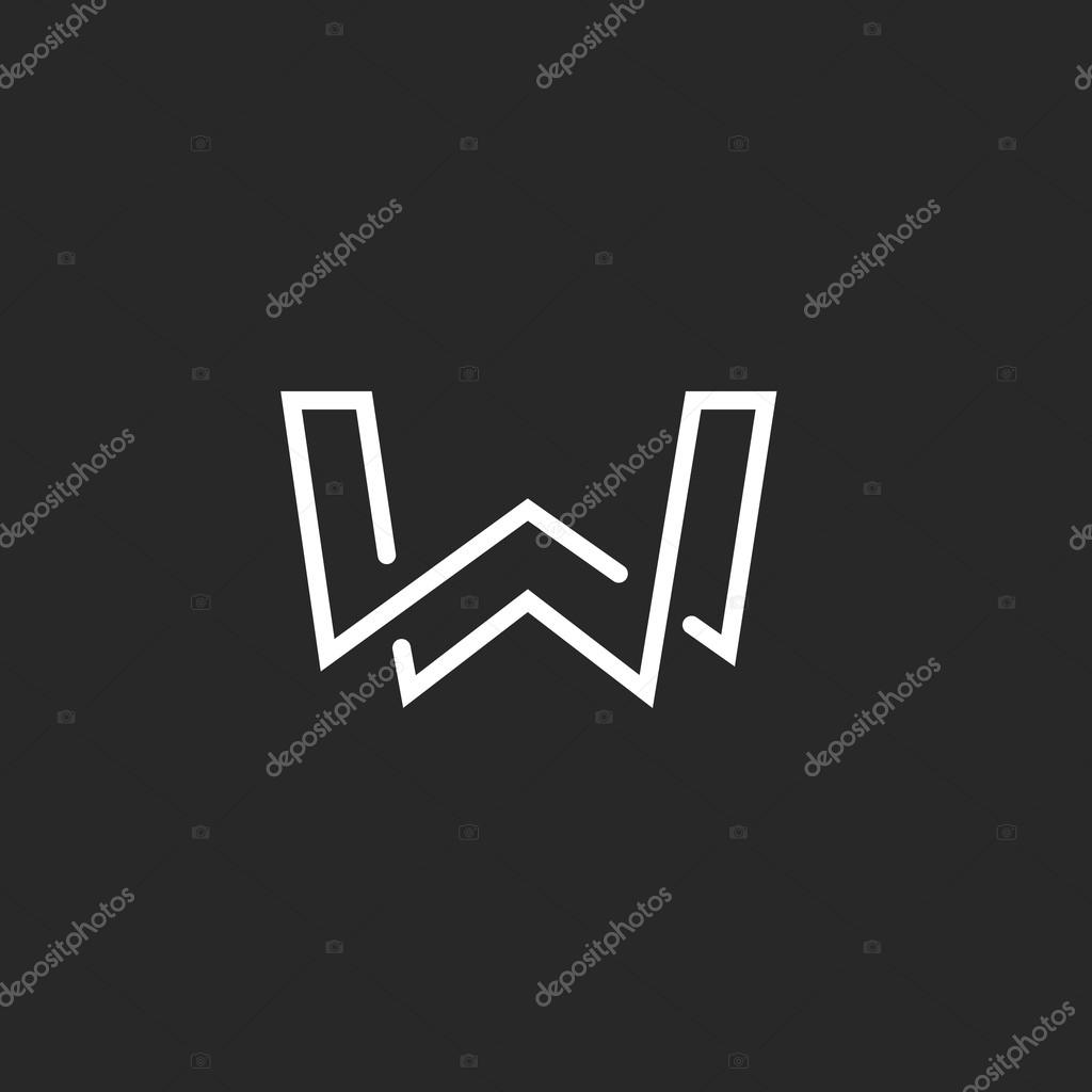 W letter logo monogram, modern mockup black and white hipster  emblem
