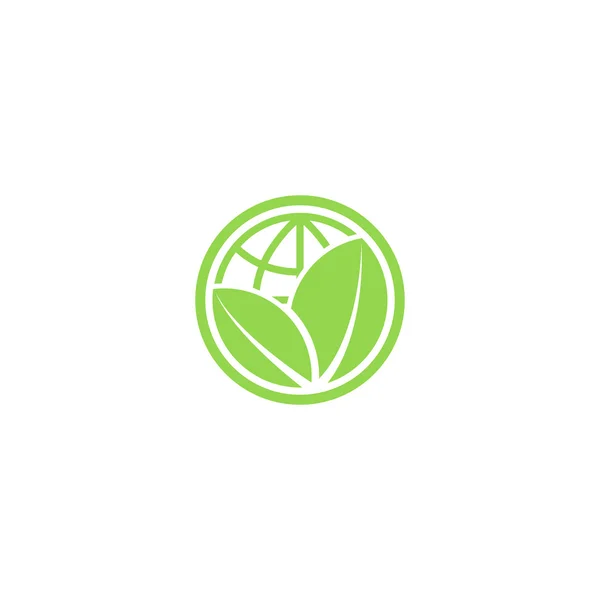 Grüne Blätter und Globus-Symbol — Stockvektor