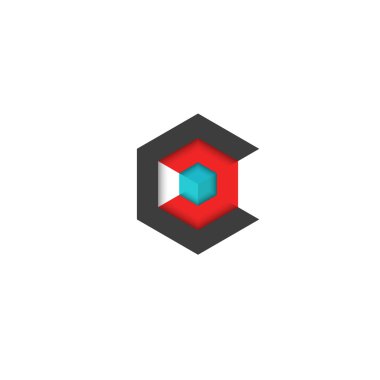 C logo küp izometrik sembolü