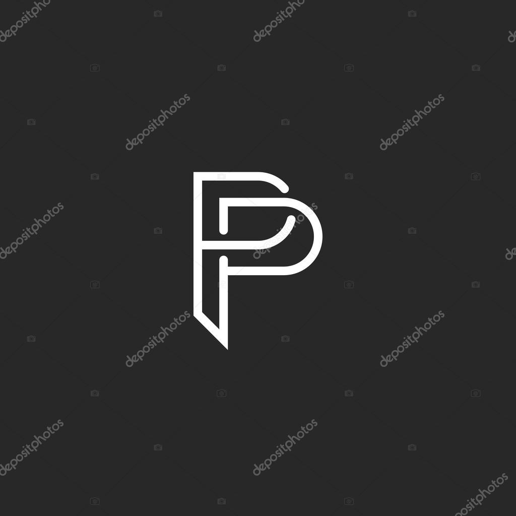 P letter monogram logo, black and white mockup invitation or business card emblem, decorative sign