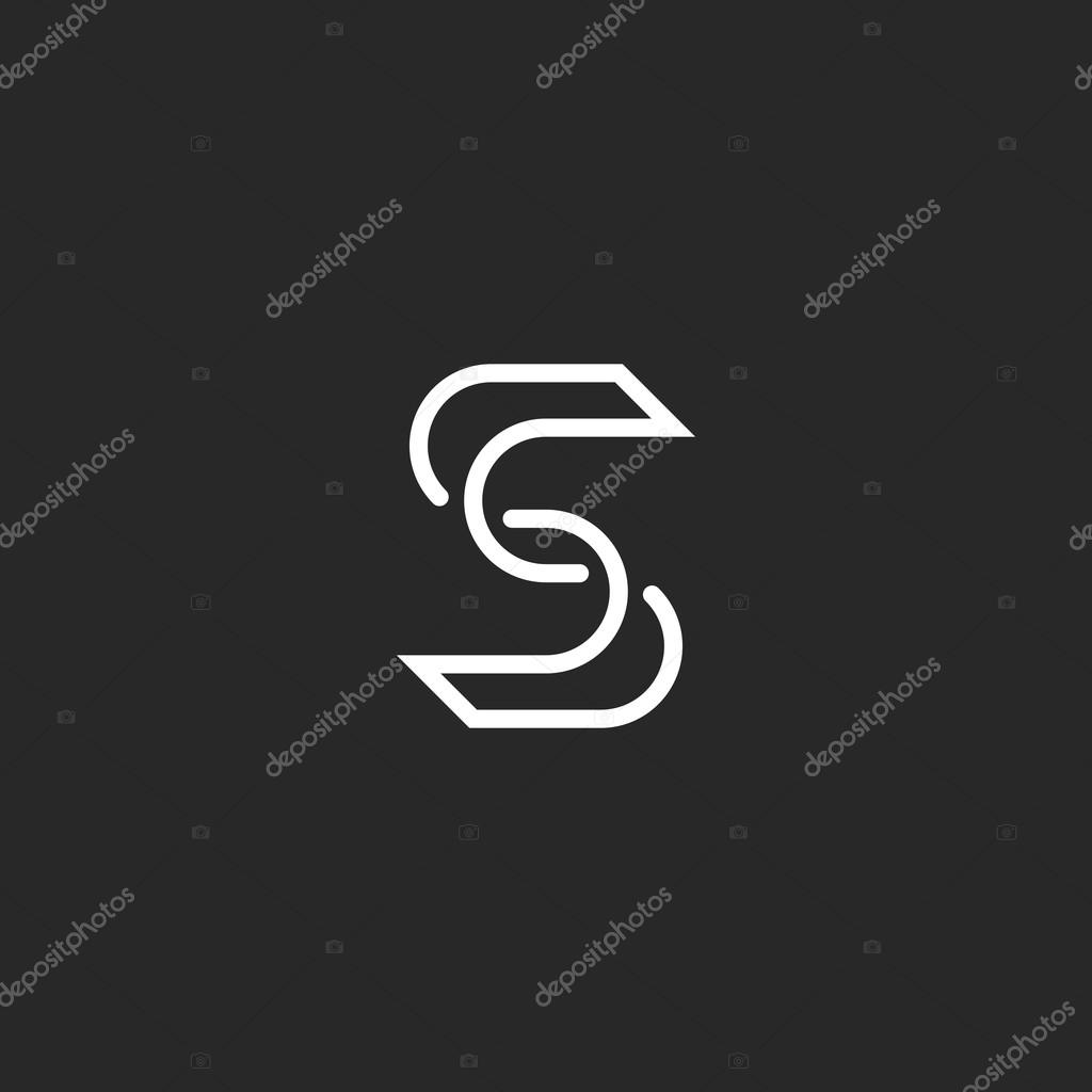 Minimalism style S letter logo monogram, mockup illusion line emblem for business card