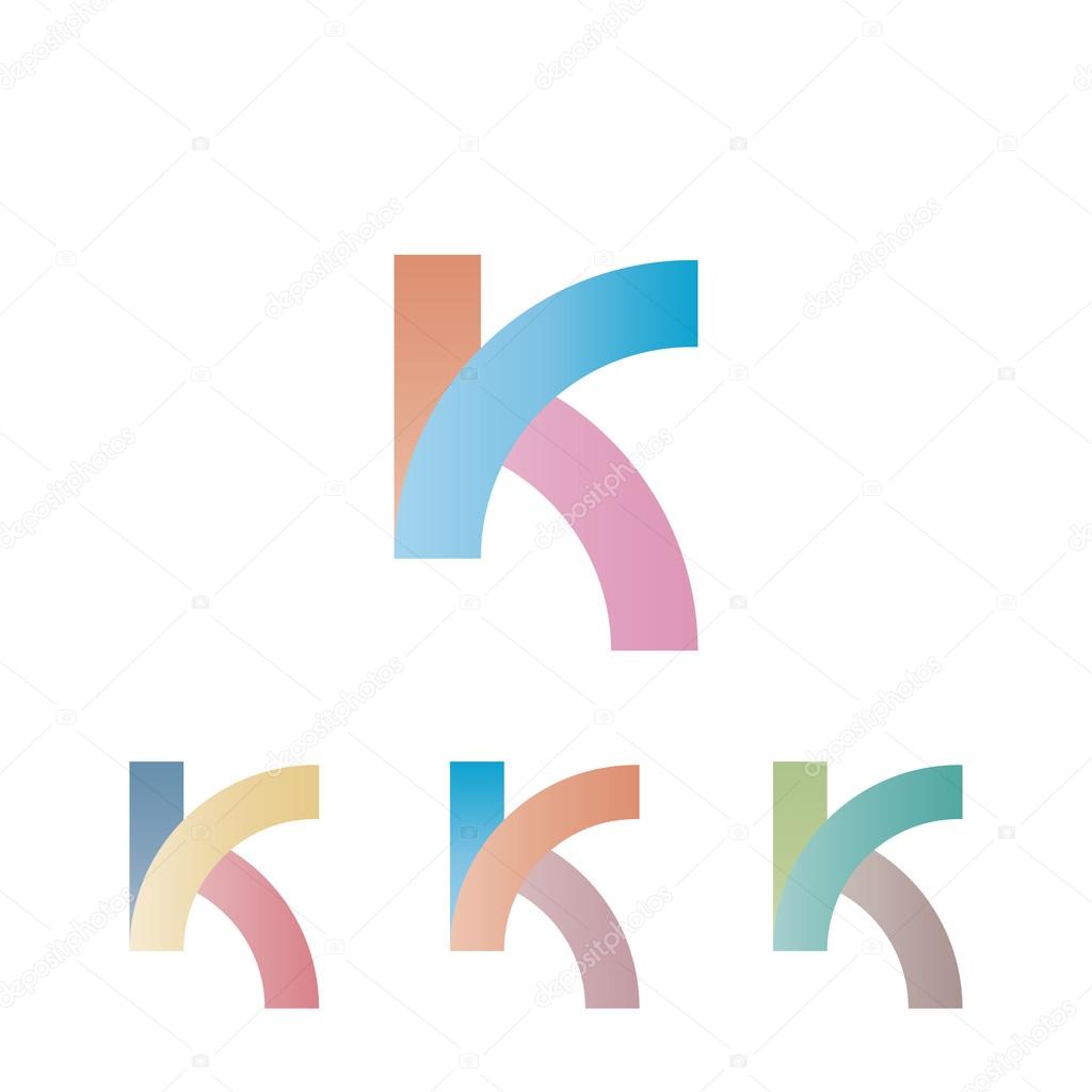 Colorful K logo letter isolated on white background