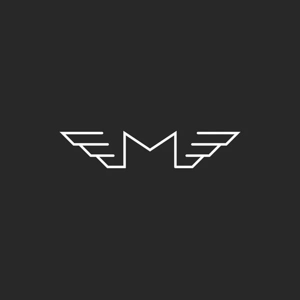 M vingar brev logotyp monogram — Stock vektor