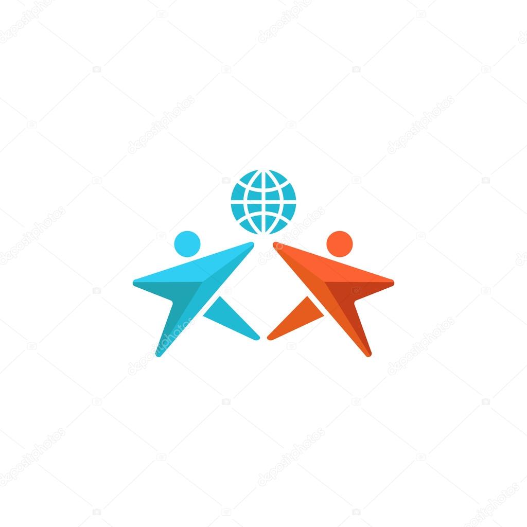Two men logo globe