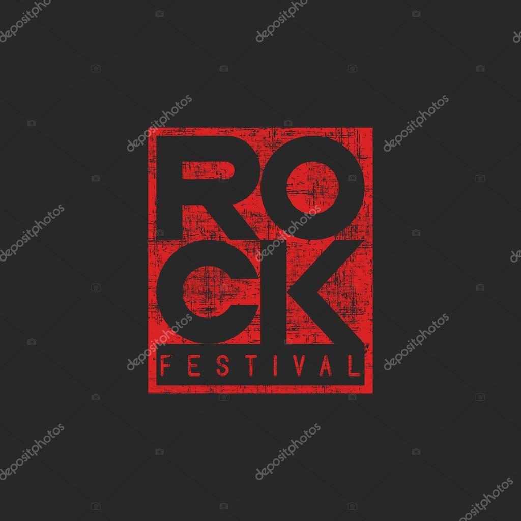 Word rock poster, musical grunge mock up t-shirt print, emblem  ticket template