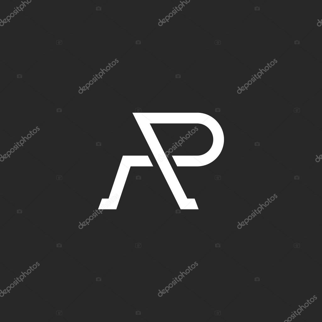 Monogram R letter logo, combination A and P line hipster emblem, mockup wedding emblem design element