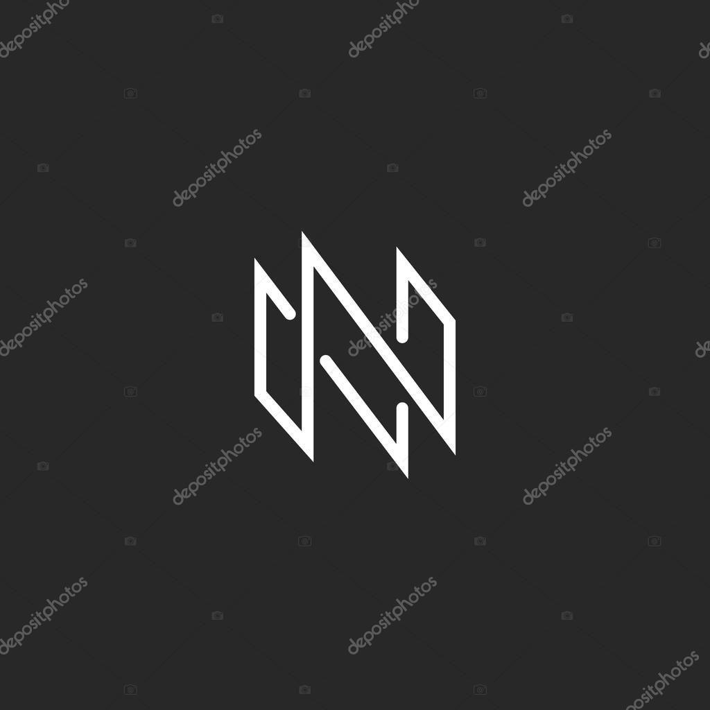 Logo N monogram letter, mockup thin line modern design element for business card emblem