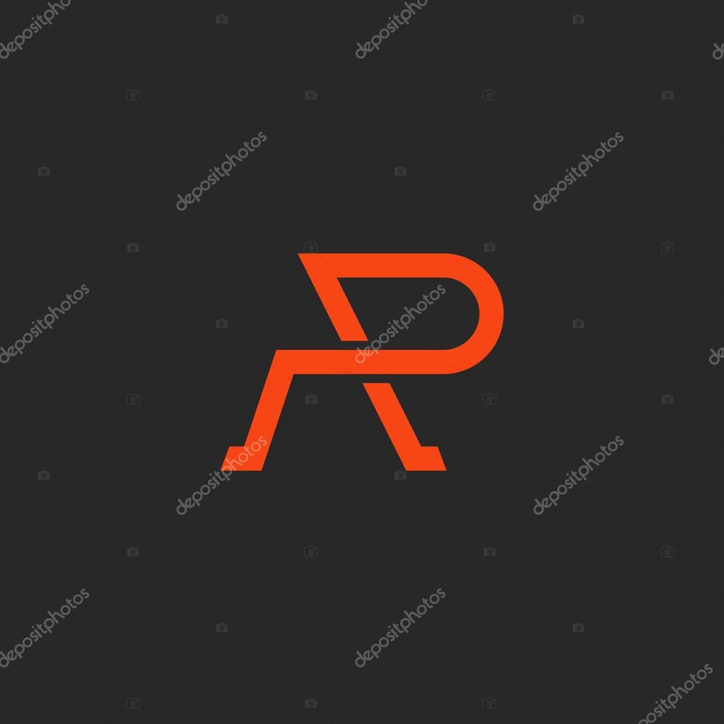 Logo R letter monogram, weaving thin line style, mockup abstract emblem, design element template