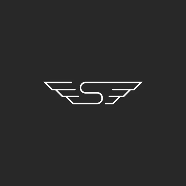 モノグラム モックアップ S 翼のロゴ — ストックベクタ