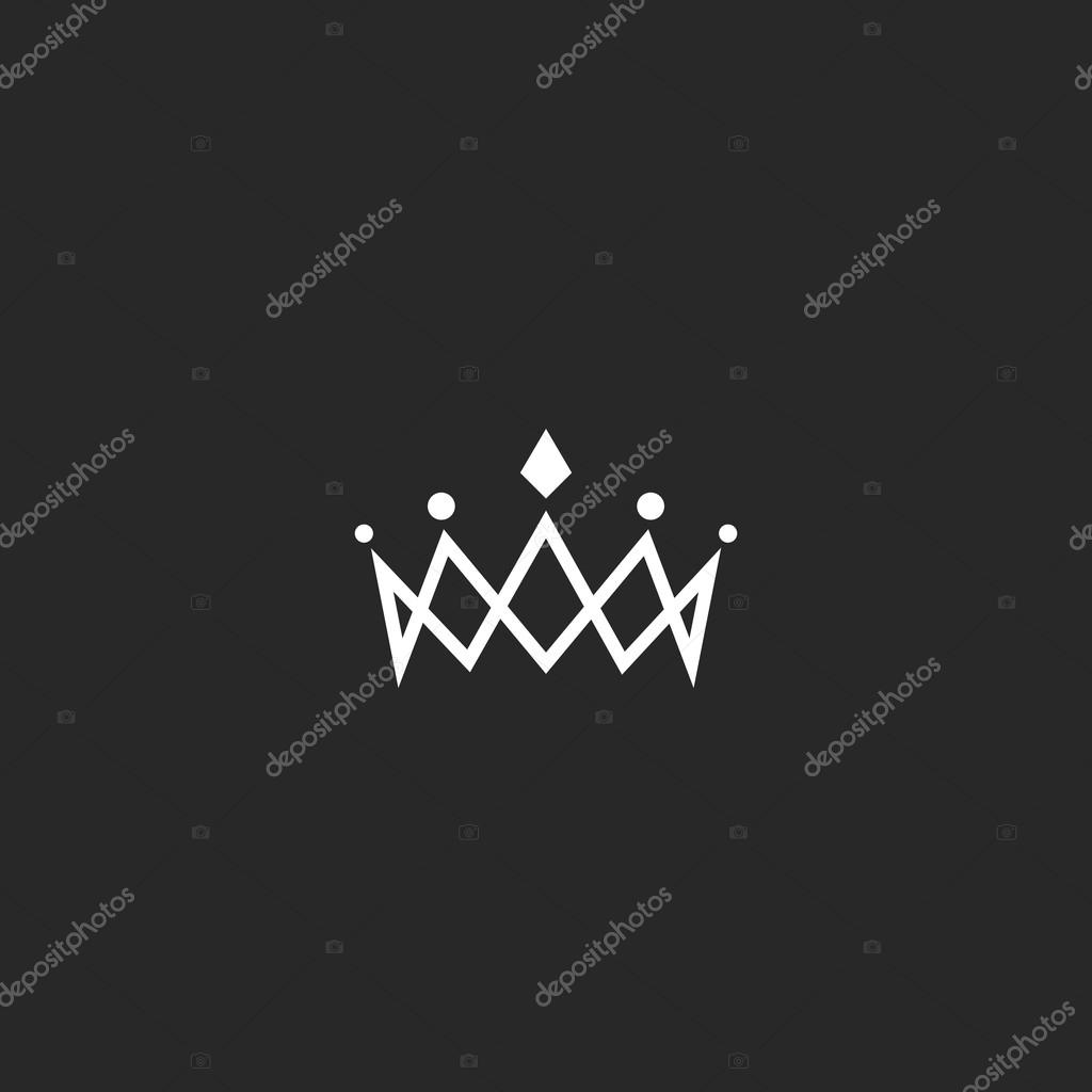 Royal crown logo mockup monogram, jewel tiara princess beauty symbol, thin line design element